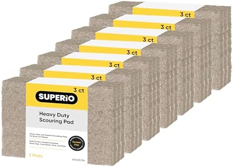 Natural Scouring Pad Non-Scratch Sisal Plant Based Scrubber Cleaning Scrub Pads, Eco-Friendly Reusable Kitchen Scrubbing Pad Pack of 21, by Superio by Superio