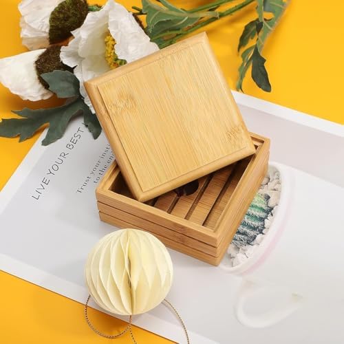 1/2Pcs Bamboo Soap Dish with Lid - Natural Wood Bar Tray Holder Storage Rack Container, Self Draining Soap Tray for Bathroom, Extend Soaps Life and Keep Dry ﻿(1Pcs) - Image 2