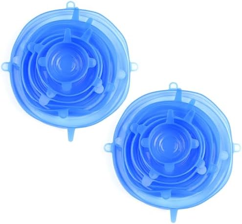 Silicone Stretch Seal Cover, 12 Pcs 6 Size Blue Elastic Silicone Seal Lids for Keeping Food Fresh in Refrigerator and Microwave Oven (blue) - Image 2