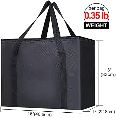 Bodaon 1-Pack Insulated Reusable Grocery Shopping Bags, X-Large, Black - Image 2