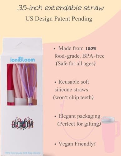 Extendable Long Straws for Stanley Cup, 2 Pack 35" Reusable Silicone Straws- CPC Certified, Fits 40 oz Tumbler And Large Water Bottle, Soft & Flexible Straw Accessories Gift Idea - Image 6