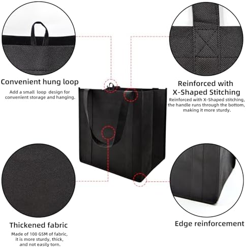 10 pack Reusable Grocery Bags,Thick Bottom-Shopping Bag for Groceries - Image 3