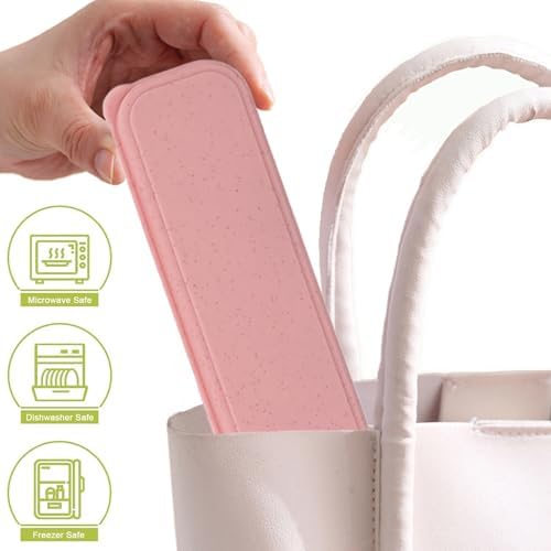 Reusable Travel Utensils with Case, Wheat Straw Fork Spoon Knife Chopsticks - Image 5