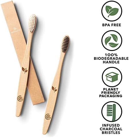 Greenzla Bamboo Toothbrushes for Adults – 12 Pack Wooden Toothbrush Set with Charcoal-Infused Soft Bristles, Natural Oral Care for Daily Use - Image 2