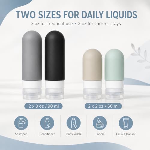 17-Piece Leak Proof Refillable Travel Bottles for Toiletries with Pouch - Image 7