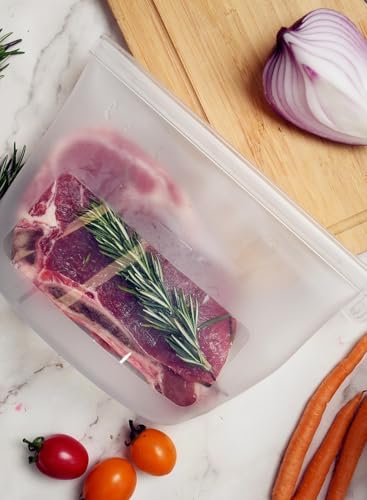 Reusable Silicone Food Storage Bags (Set of 4), Dishwasher Oven Microwave Freezer Safe, Eco-Friendly Leakproof Sous Vide Bags, Premium Lunch Containers, 2 Sandwich 1 Lunch & 1 Half-Gallon, Clear - Image 4