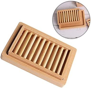 Home Bamboo Wood Soap Box Holder, Double Layer Draining Soap Box Hand Craft Bathtub Shower Dish Accessories Keeps Soap Dry… by SHENYI
