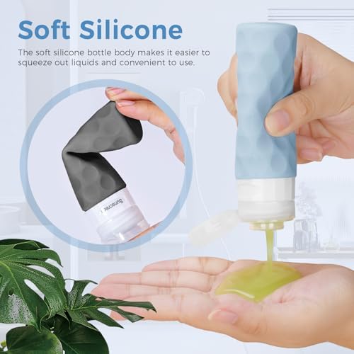Silevoler 16pack Travel Bottles for Toiletries, TSA Approved Travel Size Containers Set, Leak Proof Refillable Liquid & Creams Toiletries Accessories Kit W/Toiletry Bag (Gray) - Image 3