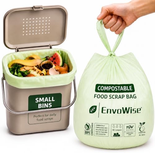 Compostable Food Scrap Bags, 2.6 Gal /10L, Handle-Tie, 100 Count by BeEnvoWiseBeEarthWise