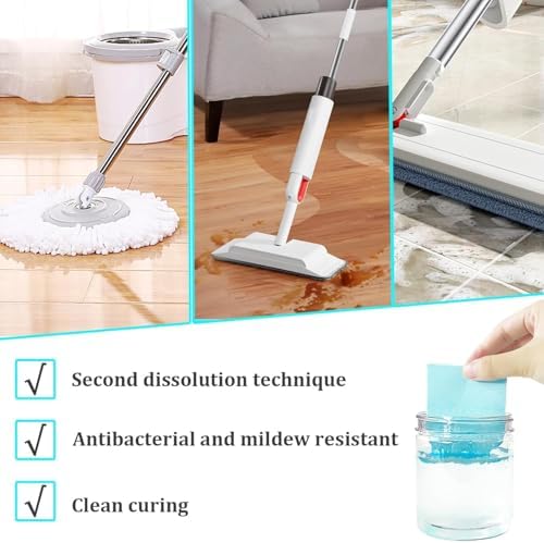 Floor Cleaning Tablets，Concentrated Soluble Dry Cleaning Sheets Multi-Effect Portable Mopping Solution for Home Tiles Hardwood Marble blue 100 Pcs - Image 5