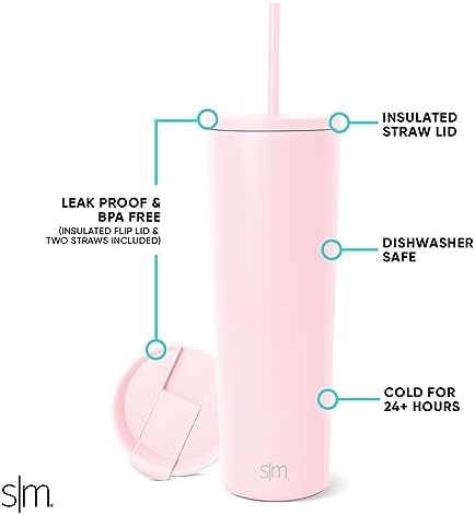 Simple Modern Iced Coffee Tumbler, Insulated | 28oz | Pink - Image 2