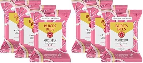 Burt's Bees Pink Grapefruit Face Wipes, for All Skin Types, Hydrating Makeup Remover & Facial Cleansing Towelettes, 90 Ct. (Pack of 2) by BurtsBees