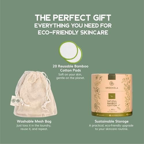 GREENZLA Reusable Makeup Remover Pads | 20 Pack | Bamboo Cotton Rounds - Image 2