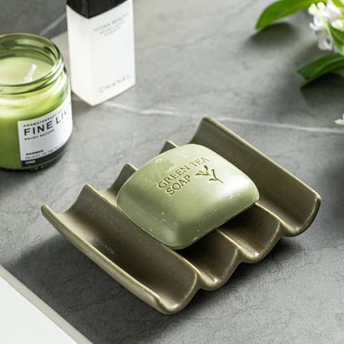 Bar Soap Holder, Ceramic Soap Dish for Shower, Bathroom Soap Saver - Image 6