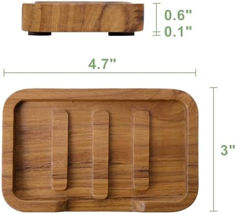HTB Self Draining Soap Dish Teak Wood Keep Soap Dry - Image 5