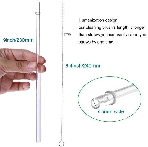Dakoufish 9 inch Long Reusable Tritan Replacement Drinking Straws for 12 oz 16 oz Mason Jar,Tumblers, Set of 12 with Cleaning Brush (9 inch,7color) - Image 2