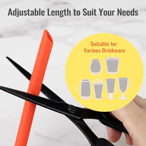 NiHome 6-Pack Wide Reusable Bent Silicone Straws for Smoothies, Milkshake - Image 5