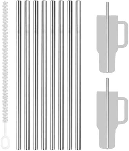 Tomorotec 8PCS Stainless Steel Straws Fit for 40oz Stanley Tumblers, Silver by Tomorotec