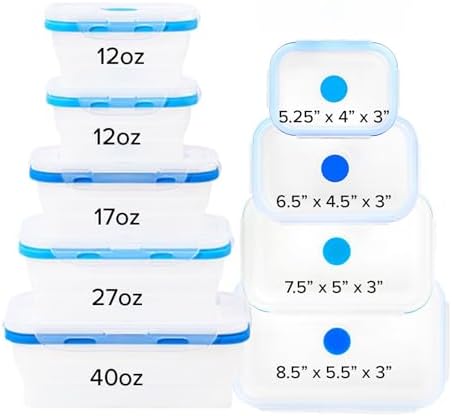 ECOBERI Collapsible Food Storage Containers with Lids, 5 Piece, 12-40 oz - Image 2