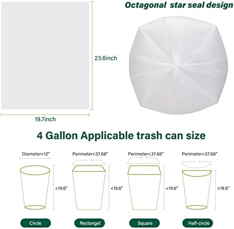 Inwaysin 4-6 Gallon Small Trash Bags Biodegradable 180 Counts, Ultra Thick & Strong 4 Gallon Trash Bag, Unscented Small Garbage Bags, Easy Tearing Waste Basket Liners for Bathroom, Bedroom, Office - Image 5