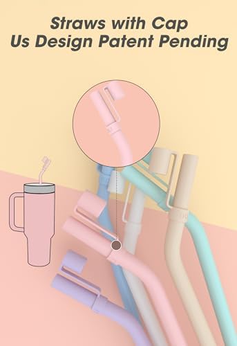 Doboli Replacement 13 inch Long Silicone Straw With Straw Cover,Compatible with Stanley Owala 40 oz 30 oz Cup Tumbler, 6 Pack Reusable Bent Straw with Cleaning Brush,for Stanley Tumbler Accessorie - Image 4
