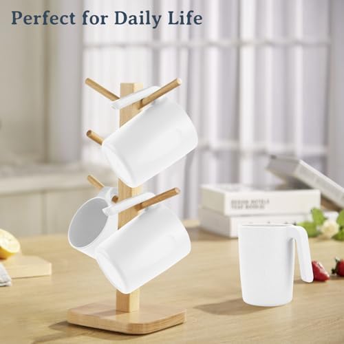 Wrova Wheat Straw Cups with Handles 16oz -Plastic Cups Reusable Set of 6-Unbreakable Coffee Mugs- Microwave & Dishwasher Safe Mug-Ideal Plastic Mugs for Tea,Coffee,Camping,RV-White - Image 6