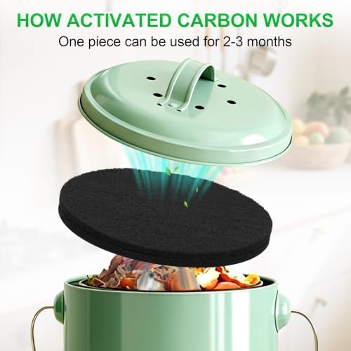 (12 Pack) Kitchen Compost Bin Replacement Charcoal Filters 6.7 Inch Diamete - Image 6