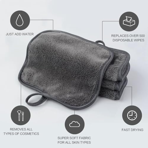 SINLAND Makeup Remover Cloth Reusable Microfiber Face Cloth for Washing Face Makeup Remover Towels Soft Face Washcloth with Mesh Bag 12 Pack 6" x 6" - Image 6