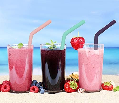 Senneny Set of 6 Silicone Drinking Straws for 30oz and 20oz - Reusable Silicone Straws BPA Free Extra Long with Cleaning Brushes- 6 Bent- 8mm diameter - Image 3