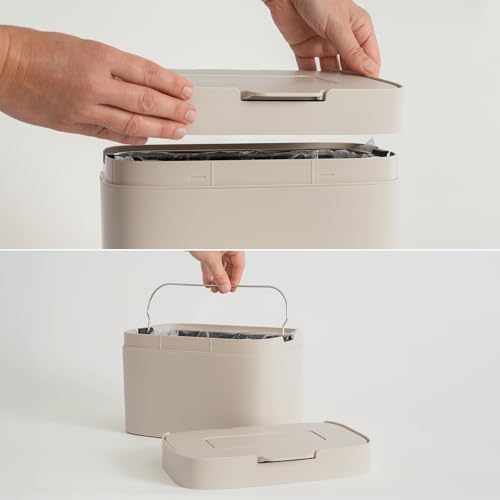KAZAI. Compost Bin Kitchen 'Elin' | 1.2 GAL / 4.5L Countertop Compost Bin with Lid & Carbon Filter | Odor-Free, Dishwasher Safe, with Inner Bucket | Small Indoor Kitchen Composter | Taupe - Image 5