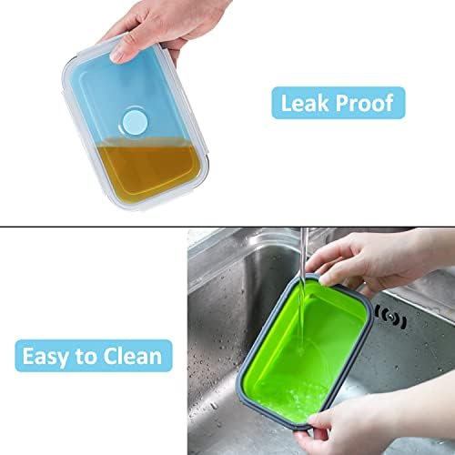 Collapsible Food Storage Containers with Airtight Lid, 4 Sizes, Annaklin Small and Large Stacking Silicone Collapsible Meal Prep Container Set for Leftover, Microwave Freezer Dishwasher Safe, Set of 4 - Image 6
