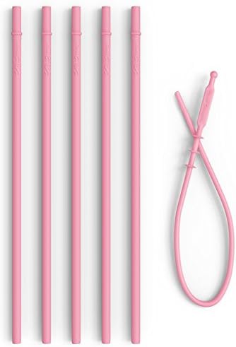 10.5” Reusable Silicone Straws + Cleaner - Long Length Replacement Straws for Tumblers Acrylic,Yeti, rTic, Starbucks, Ozark - BPA Free Slim Drinking by SoftyStraws