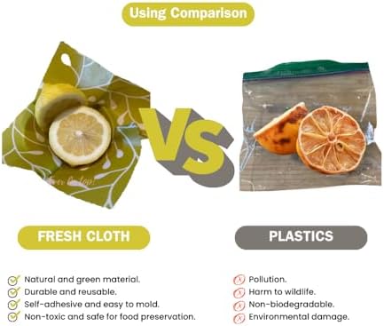 9 Pack Reusable Beeswax Wraps For Food - Zero Waste, Organic Bee wrap for food leftovers, Fruit, Bees wax paper food wrap - Image 4