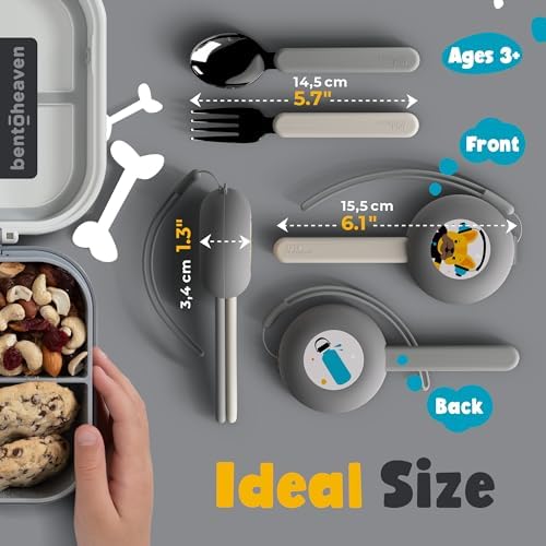Bentoheaven Kids Utensils Set with Case, Reusable Fork & Spoon, Bulldog - Image 4