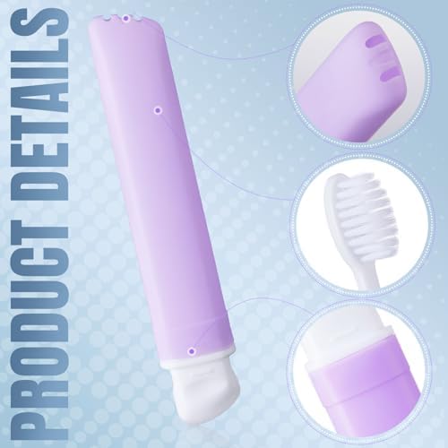 Patelai 4 Pcs Travel Toothbrush Mini Foldable with Case,Macaron Color - Image 3