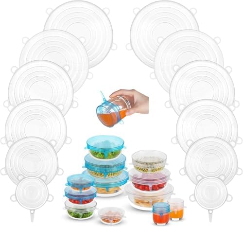 Silicone Stretch Lids, 12PCS Zero Waste Reusable Container Covers by DAILYKISN