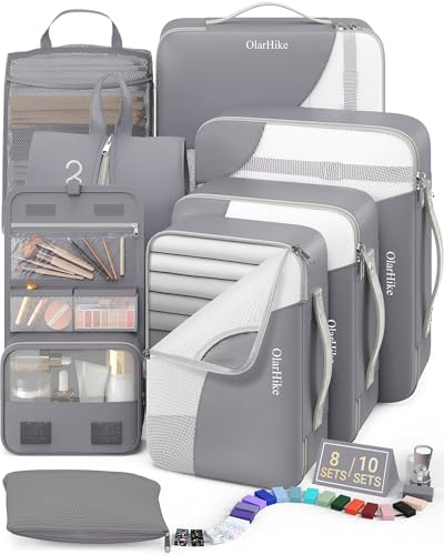 OlarHike 8 Set Packing Cubes for Travel,Gifts for Women Mom,Anti-Tearing Suitcase Organizer,with Over 1000 pcs Mesh Holes,Vacation Essentials & Accessories for Cruise Ship by OlarHike