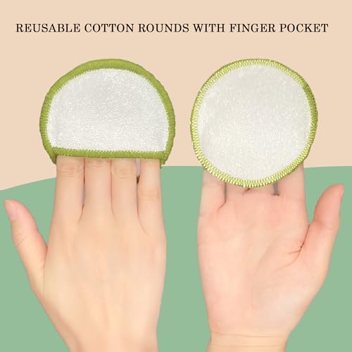 Chloven 16 Pack Reusable Makeup Remover Pads - Soft Bamboo Cotton Rounds - Image 2