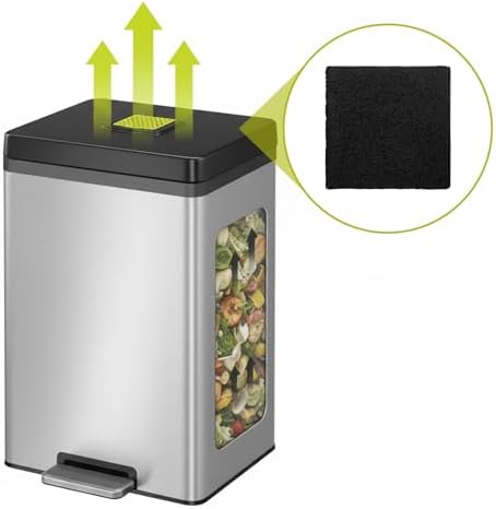 12 Pack Trash Can Odor Filter Refills for Compost Bin, Square Activated Carbon Compost Filters for Countertop Bin, Activated Carbon Filter Charcoal Deodorizer Sheets for Indoor Trash Cans - Image 5