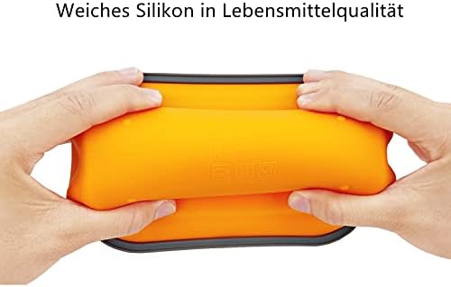 Silicone Lunch Container Bento Box, Collapsible Food Storage Containers with Airtight Lids and 2in1 Fork, Reusable Food Containers for Travel,Camping and RV, Food Grade 1000ml Microwave Container - Image 7