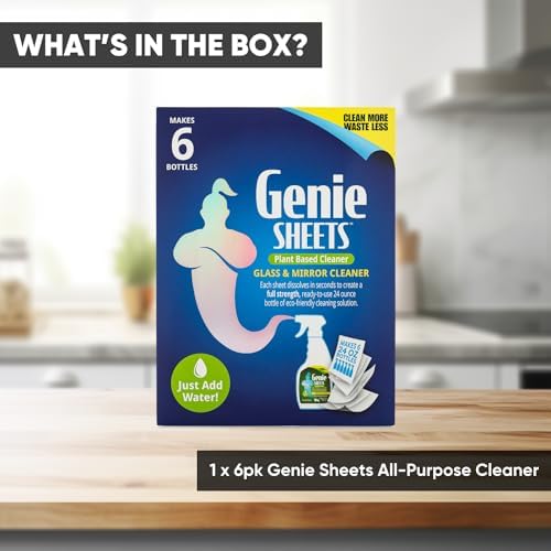 Genie Sheets Glass & Mirror Cleaner | Concentrate Makes 6 24oz Refills | Professional-Strength | Just Add Water | Sustainable Eco-Friendly Plant-Based Solution | 6 Sheets - Image 6