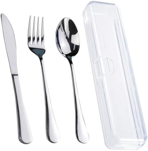 Travel Utensils With Case, Stainless Steel Reusable Portable Utensils Set With Case, Lengnoyp Travel Silverware Set by lengnoyp