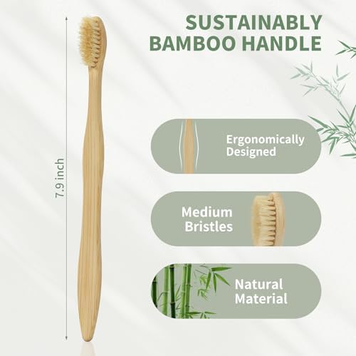 DEBETOOL 12 Pack Bamboo Toothbrushes with Boar Bristle - Image 4