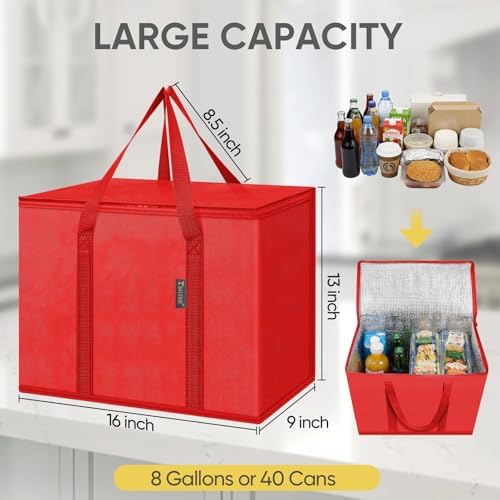 BALEINE Insulated Reusable Grocery Bags with Zippered Top, Large Cooler Bag - Image 4