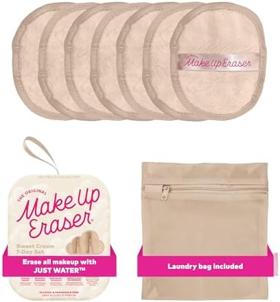 The Original MakeUp Eraser 7-Day Set, Erase All Makeup With Just Water, Including Waterproof Mascara, Eyeliner, Foundation, Lipstick, Sunscreen, and More! (Sweet Cream), 7ct by MakeupEraser