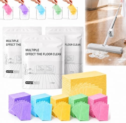 Multi-effect Floor Cleaner Sheets, Multi-surface Clean Tablets, 100-Count Fast-Dissolving Mopping and Deep Cleaning Solution for Hardwood, Wood, Tile, Vinyl, Marble, Laminate Floors by Huprh