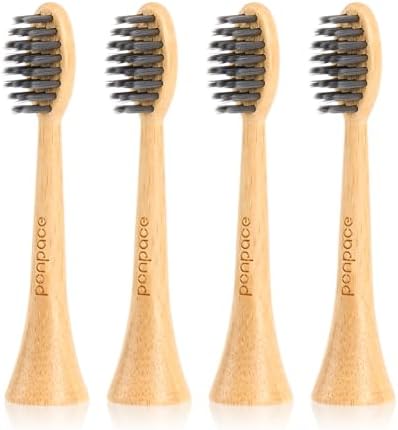Bamboo Toothbrush Heads Compatible with Philips Sonicare, Soft Charcoal Infused Bristles, Whitening & Deep Cleaning by ponpace