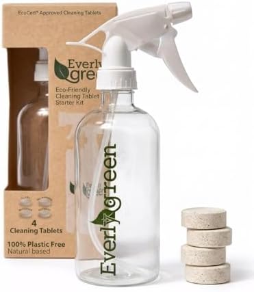 Eco Tabs Multi Surface Cleaner Concentrate – All Purpose Cleaner Concentrate Refill Kit Includes 4 All Purpose Cleaner Tablets + Multi Surface Cleaner Spray For Kitchen, Bathroom & Glass by EVERLYGREEN