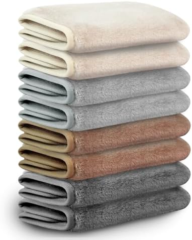 Nugilla Makeup Remover Cloths, 8 Packs Makeup Remover Towels Reusable Face Wash Cloth, Soft Microfiber Face Cloth for Women(Neutrals) by Nugilla