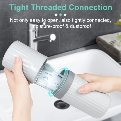 Mulbozy Travel Toothbrush Holder, Large Travel Toothbrush Cup Case, Portable Travel Toothbrush Toothpaste Makeup Storage for Business Trip Camping School - Gray - Image 3